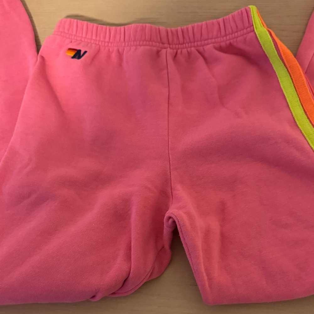 Girls size 14 Aviator Nation Pink Sweatpants with Neon Stripes